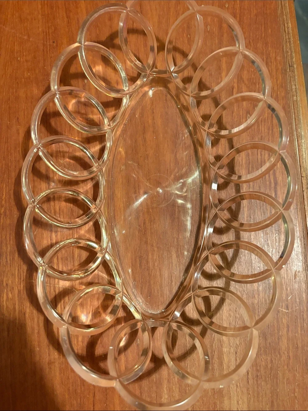 60s Vintage Clear Lucite Plastic Loop Edge Bread Basket Storage Bedroom/Bathroom
